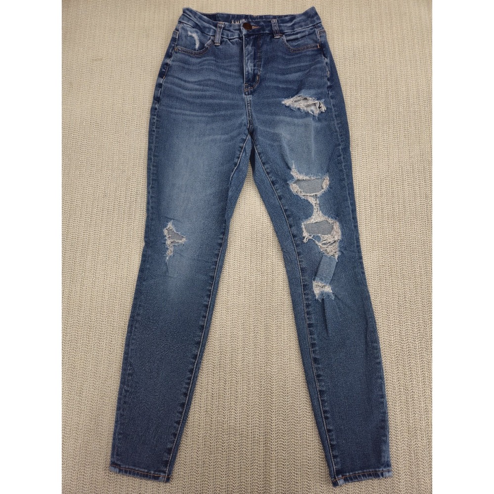 American Eagle Jeans Womens 0 The Dream Jean Curvy Hi-Rise Jegging Distressed